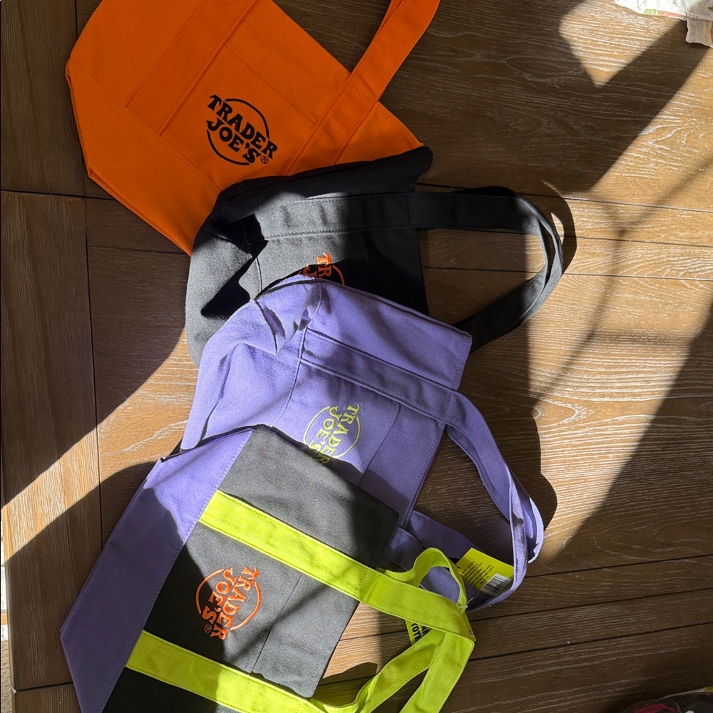 Trader Joe's Tote Bag Set - Orange, Black, Purple